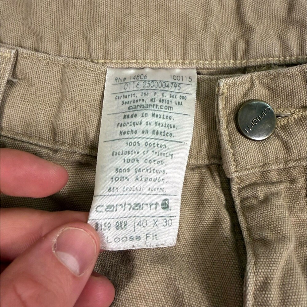 Carhartt B159 GKH Loose Fit Carpenter Pants Khaki Canvas Workwear Skater 40x30 - Picture 6 of 10